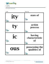 Word Parts Flashcards - Suffix, Page 5