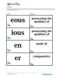 Word Parts Flashcards - Suffix, Page 6