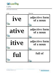 Word Parts Flashcards - Suffix, Page 7
