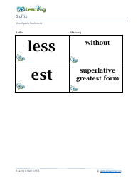 Word Parts Flashcards - Suffix, Page 8