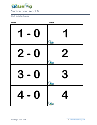 Document preview: Math Facts Flashcards - Subtraction - Set of 0, 1