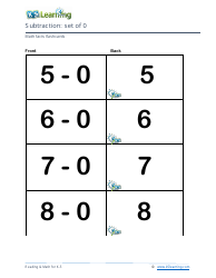 Math Facts Flashcards - Subtraction - Set of 0, 1, Page 2
