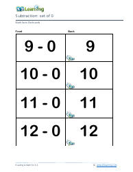Math Facts Flashcards - Subtraction - Set of 0, 1, Page 3
