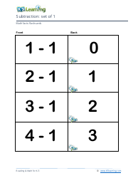 Math Facts Flashcards - Subtraction - Set of 0, 1, Page 4