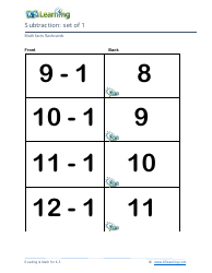 Math Facts Flashcards - Subtraction - Set of 0, 1, Page 6