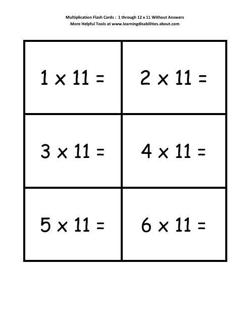 Multiplication Flashcards - 1 Through 12 X 11