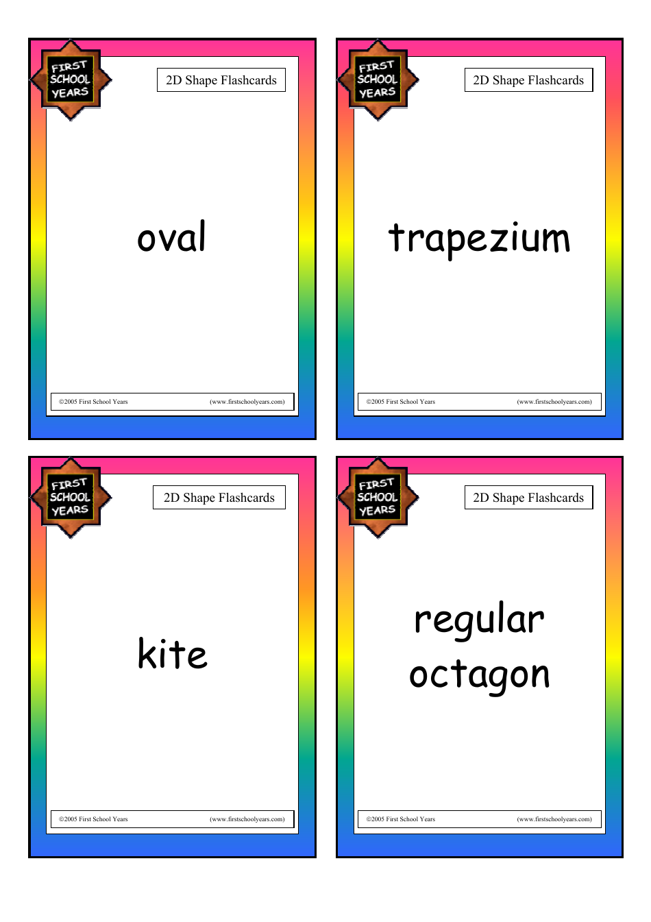 2d Shape Flashcards - Words, Page 3