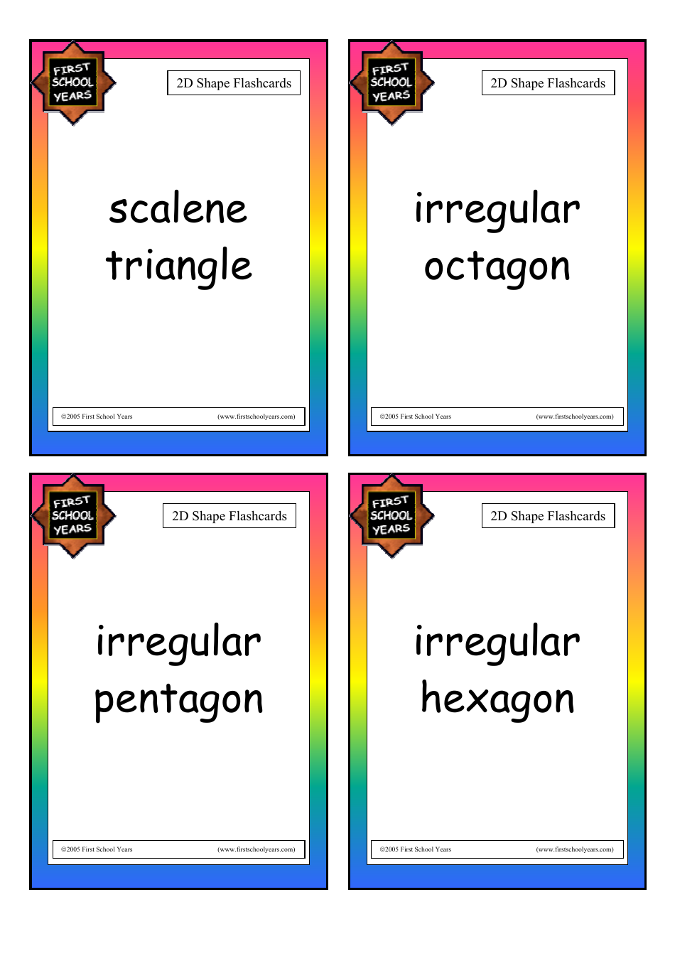 2d Shape Flashcards - Words, Page 4
