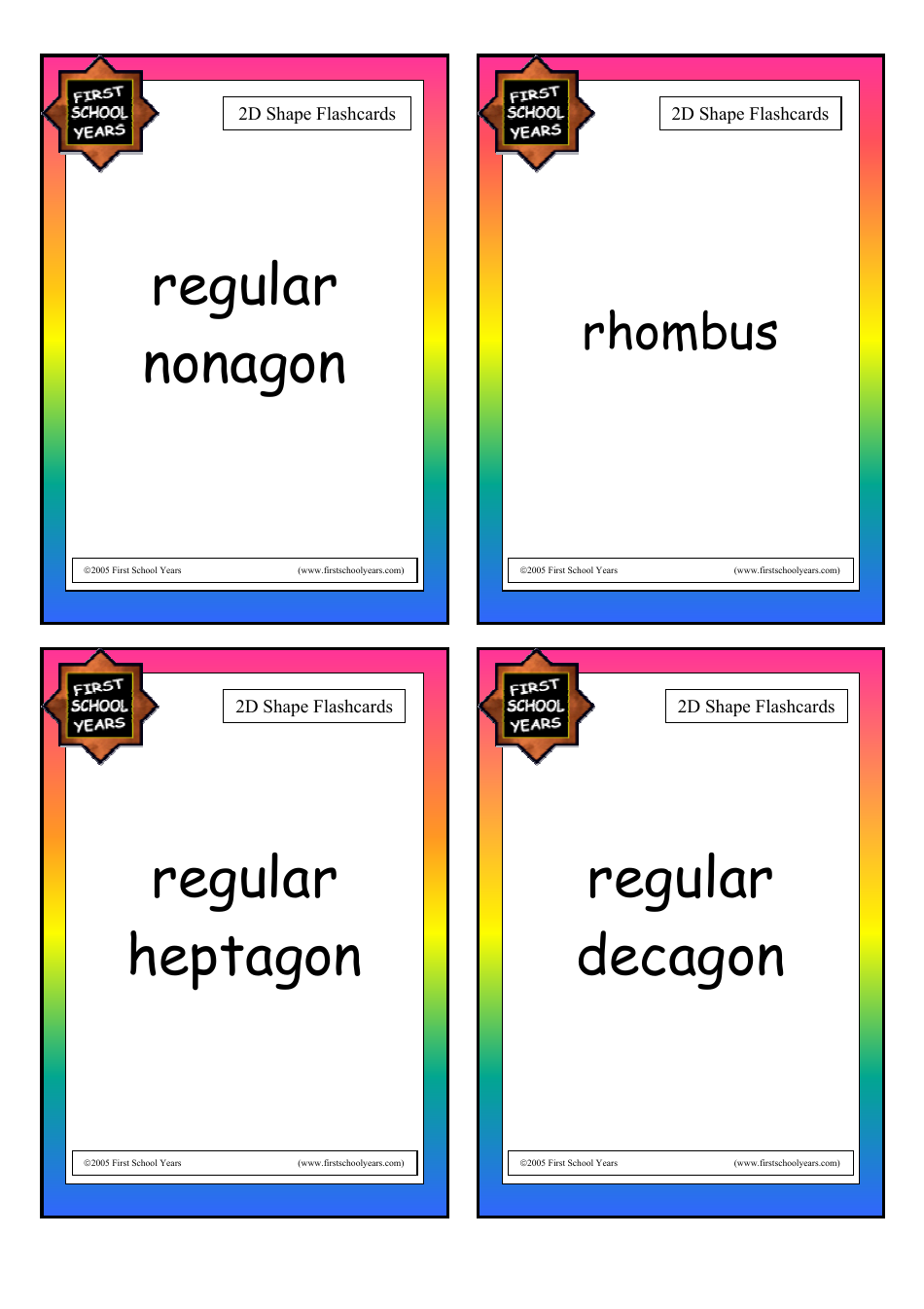2d Shape Flashcards - Words, Page 5