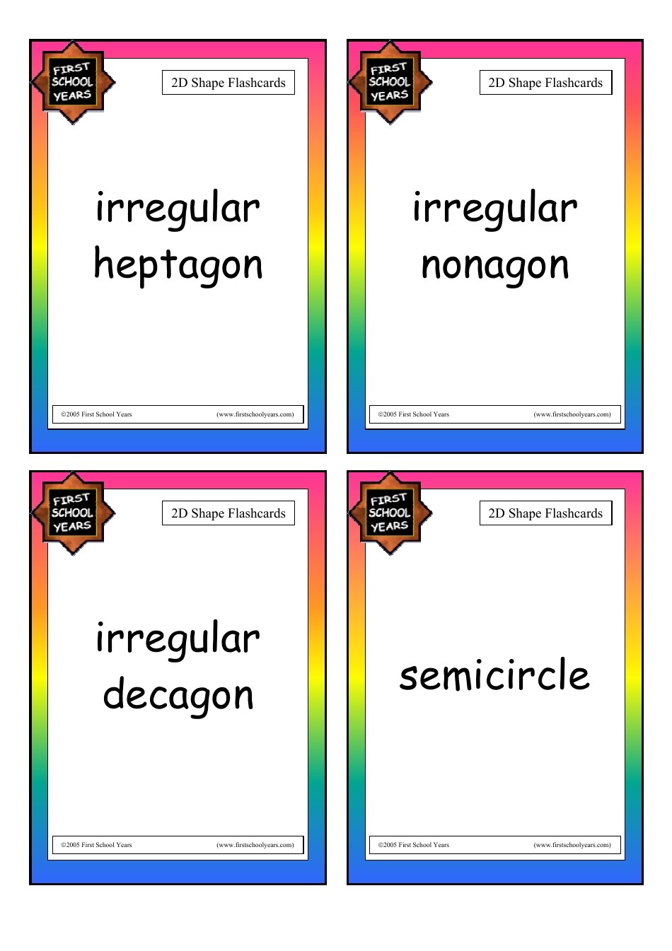 2d Shape Flashcards - Words, Page 6