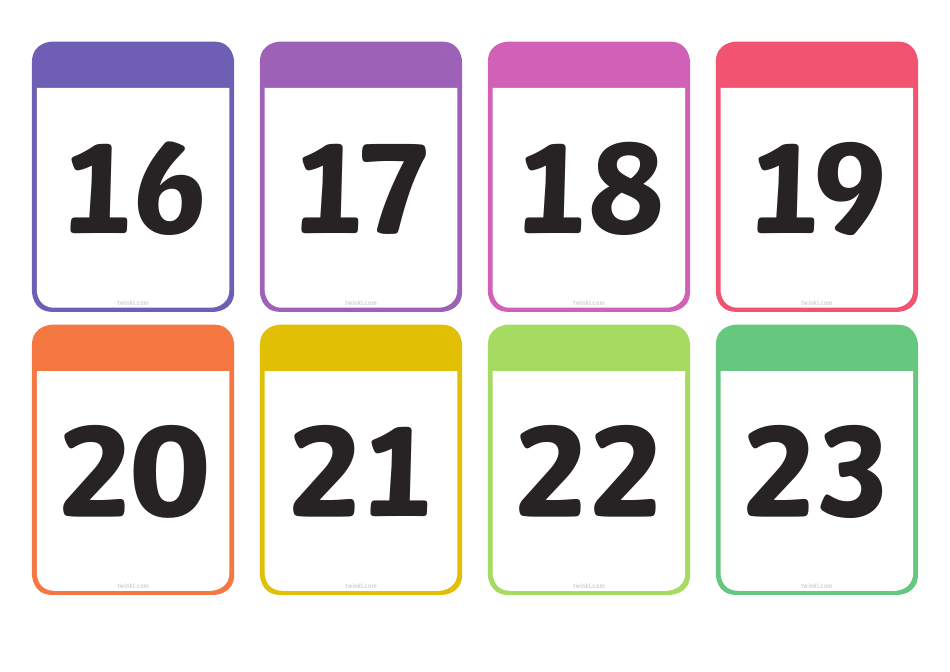 Numbers 1-30 Flashcards, Page 3