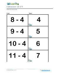 Document preview: Math Facts Flashcards - Subtraction - Set of 4