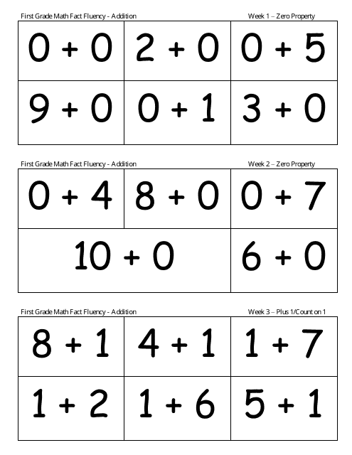First Grade Math Flashcards - Addition, Subtraction Download Pdf