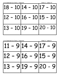 First Grade Math Flashcards - Addition, Subtraction, Page 10