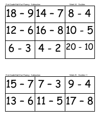 First Grade Math Flashcards - Addition, Subtraction, Page 11