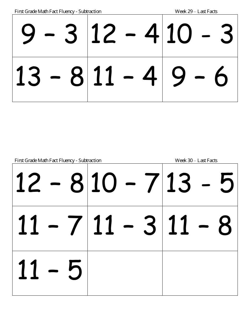 First Grade Math Flashcards - Addition, Subtraction, Page 13