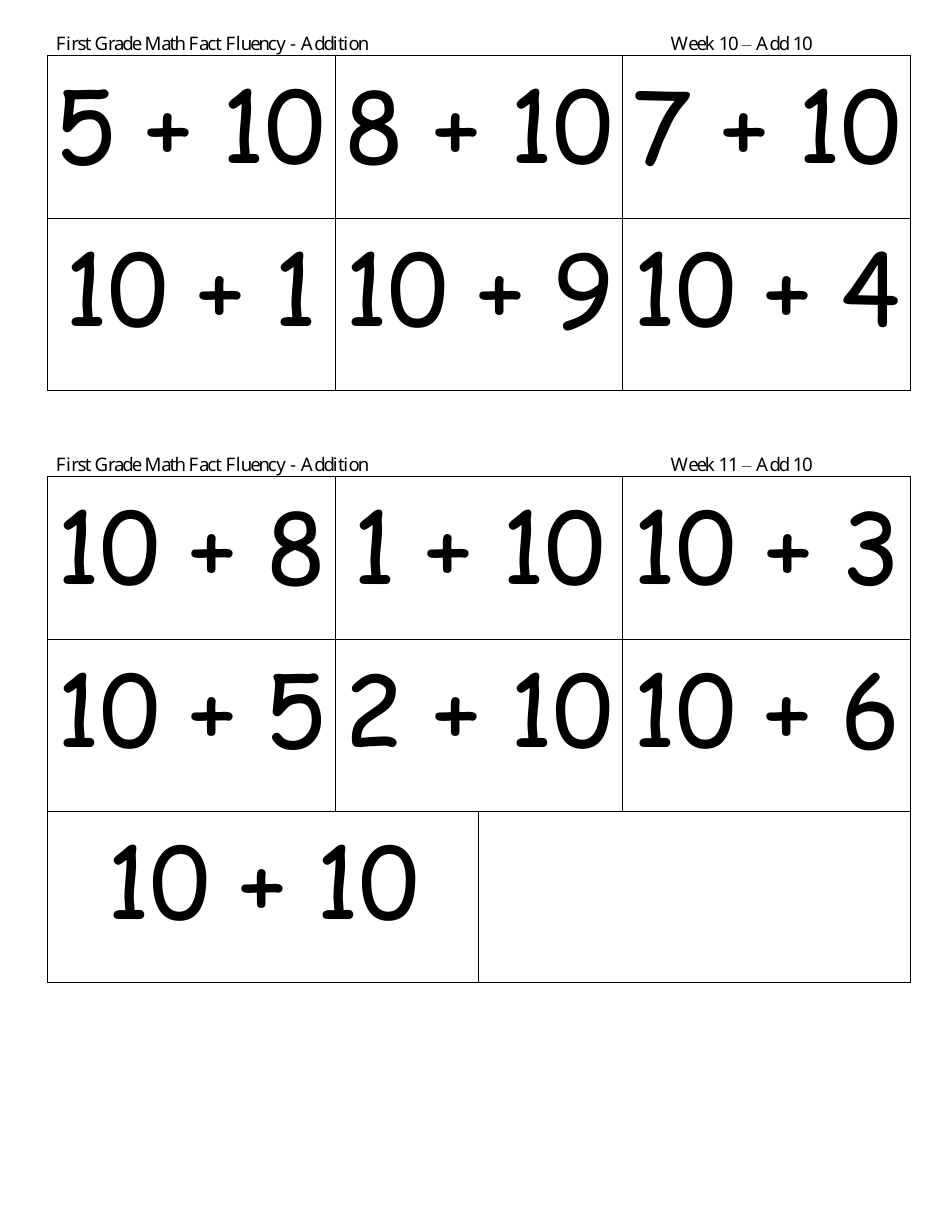 First Grade Math Flashcards - Addition, Subtraction, Page 4