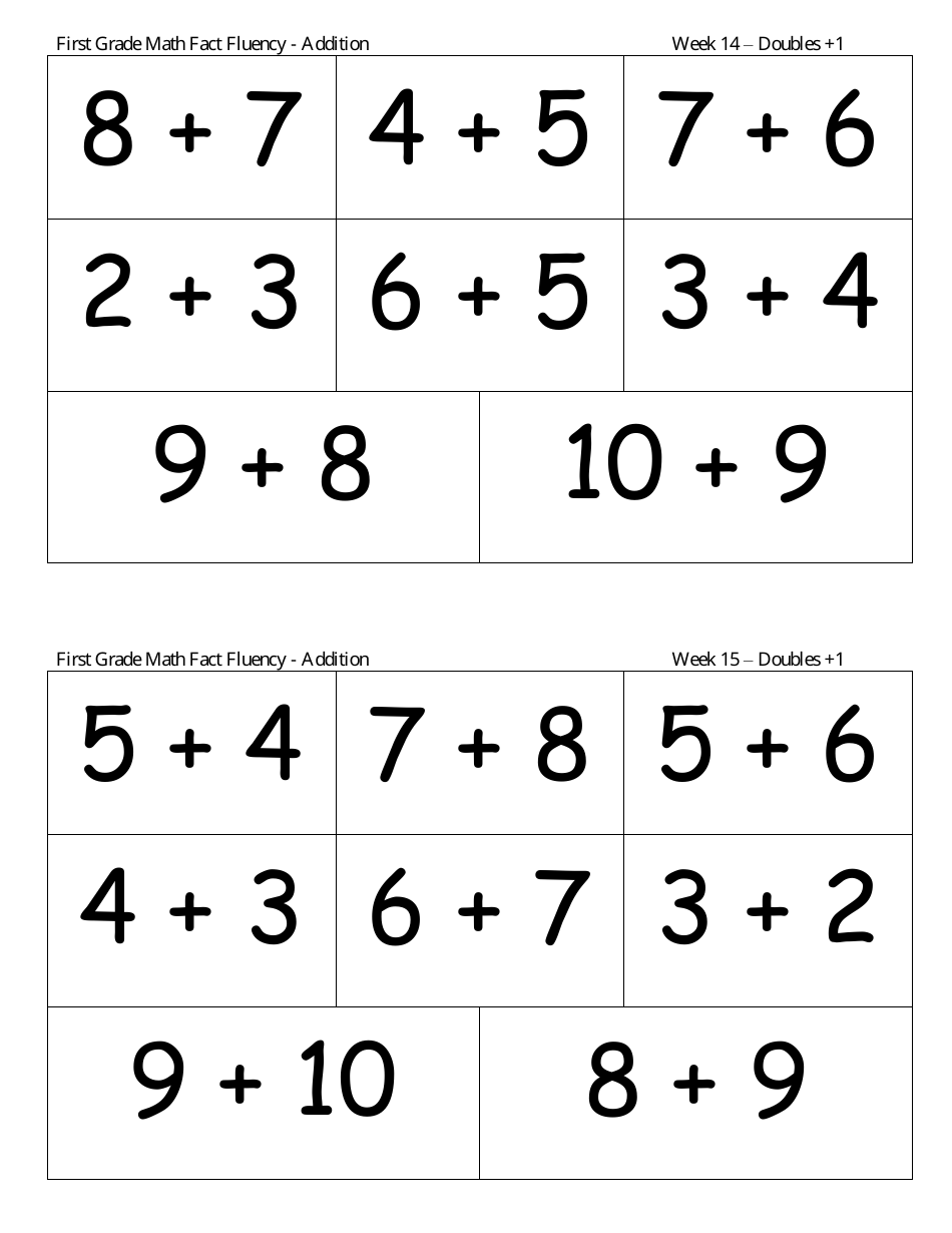First Grade Math Flashcards - Addition, Subtraction, Page 6