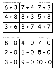 First Grade Math Flashcards - Addition, Subtraction, Page 8