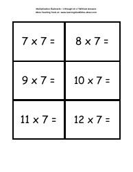 Multiplication Flashcards - 1 Through 12 X 7, Page 2