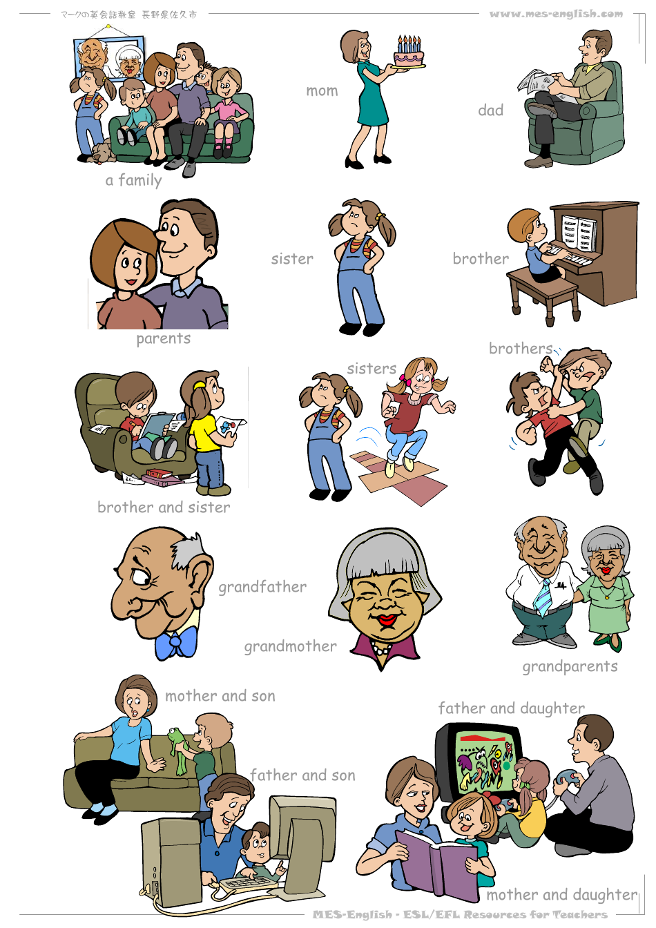 English Flashcards - Family, Page 1