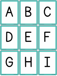 Document preview: English Alphabet Flashcards - Turquoise