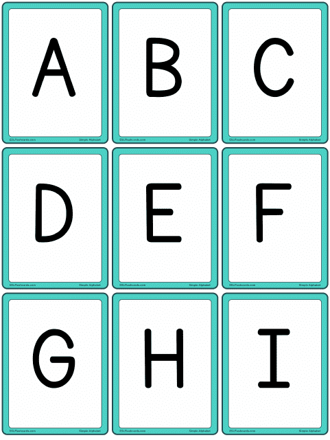 English Alphabet Flashcards - Turquoise