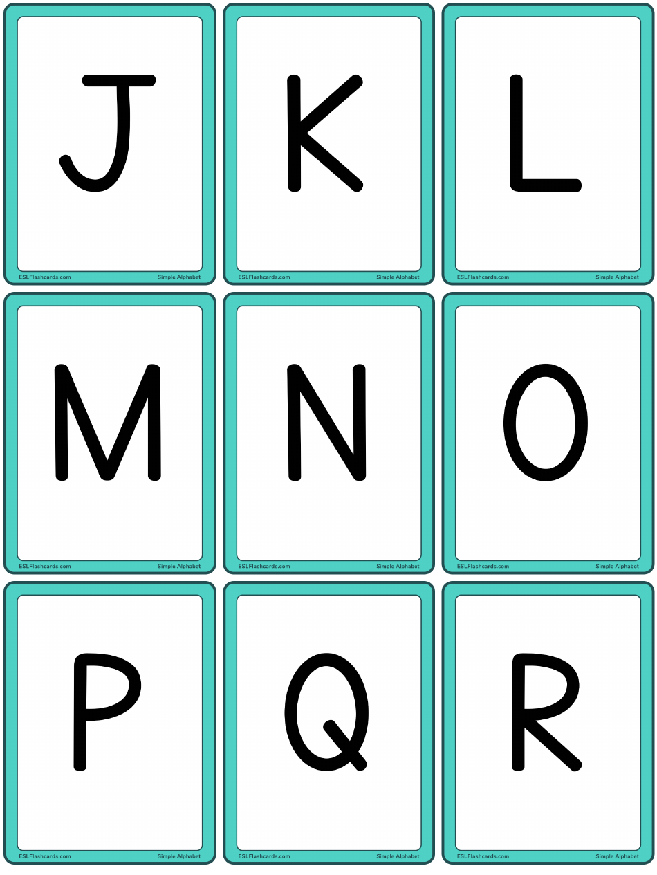 English Alphabet Flashcards - Turquoise, Page 2