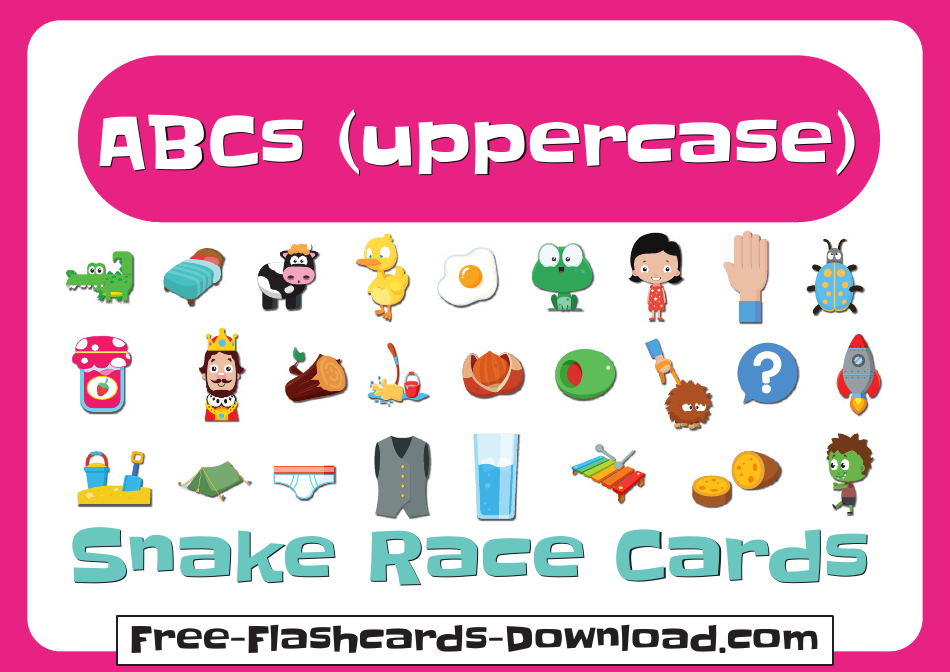 Uppercase English Alphabet Snake Race Cards, Page 1