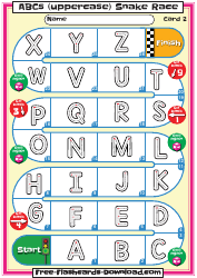 Uppercase English Alphabet Snake Race Cards, Page 2