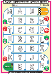 Uppercase English Alphabet Snake Race Cards, Page 3
