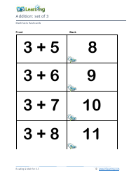 Math Facts Flashcards - Addition - Set of 3-5, Page 2