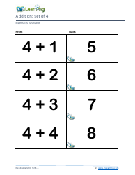 Math Facts Flashcards - Addition - Set of 3-5, Page 4