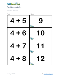 Math Facts Flashcards - Addition - Set of 3-5, Page 5