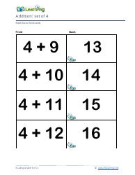 Math Facts Flashcards - Addition - Set of 3-5, Page 6