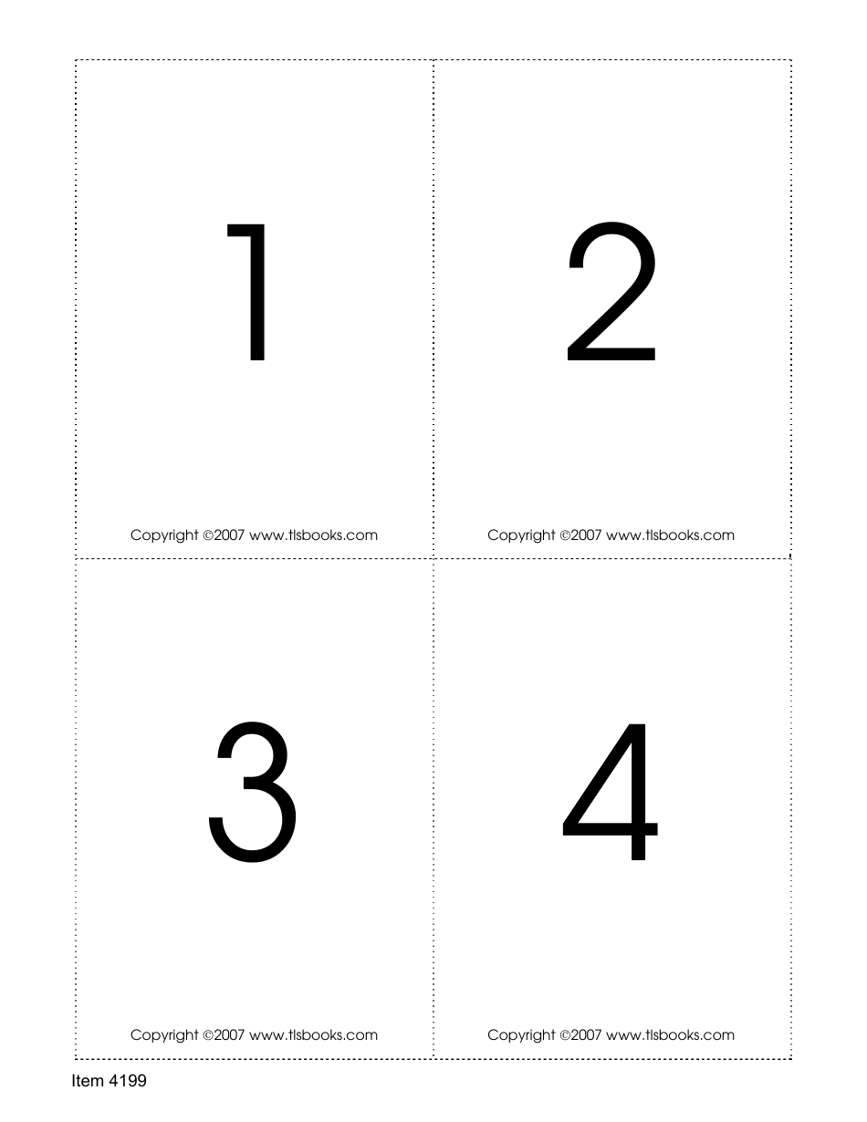 Number Recognition Flashcards, Page 1