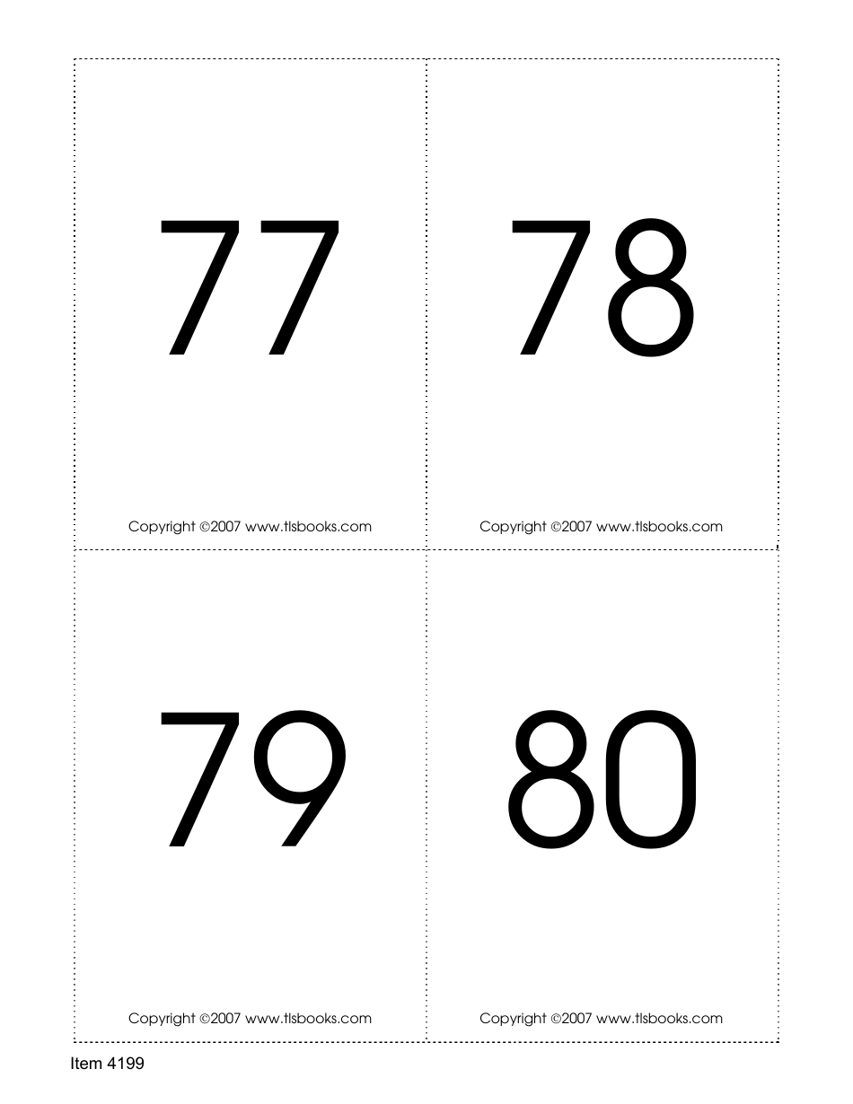 Number Recognition Flashcards, Page 20