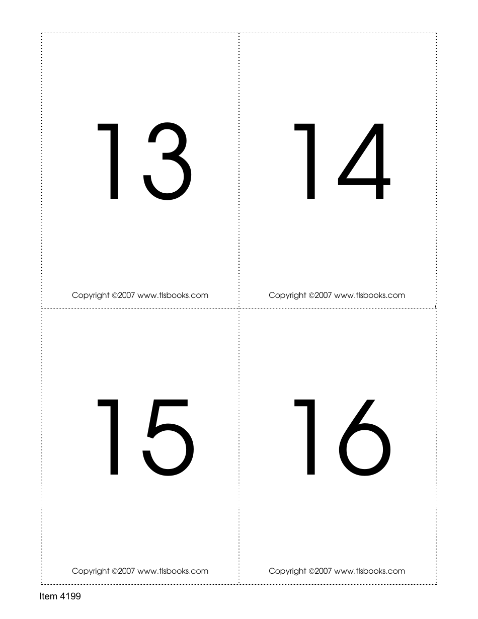 Number Recognition Flashcards, Page 4