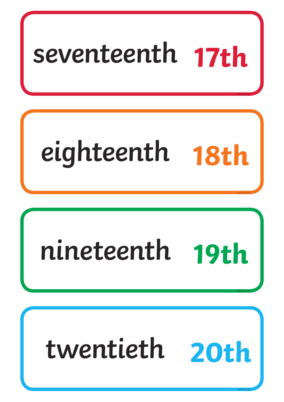 Ordinal Numbers Flashcards - 31, Page 5