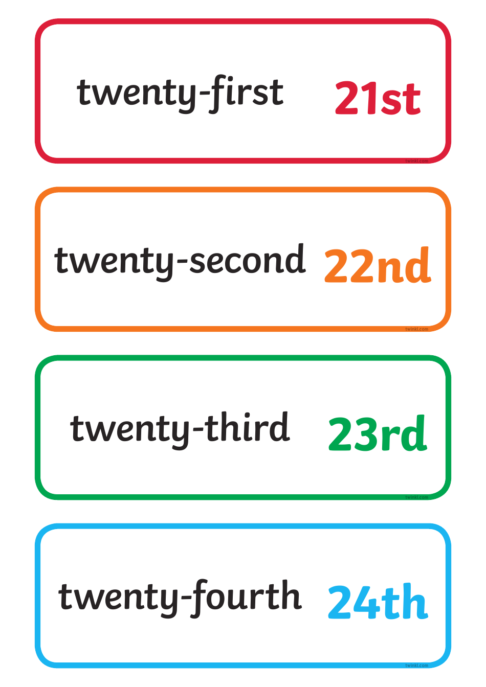Ordinal Numbers Flashcards - 31, Page 6
