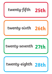 Ordinal Numbers Flashcards - 31, Page 7