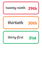 Ordinal Numbers Flashcards - 31, Page 8