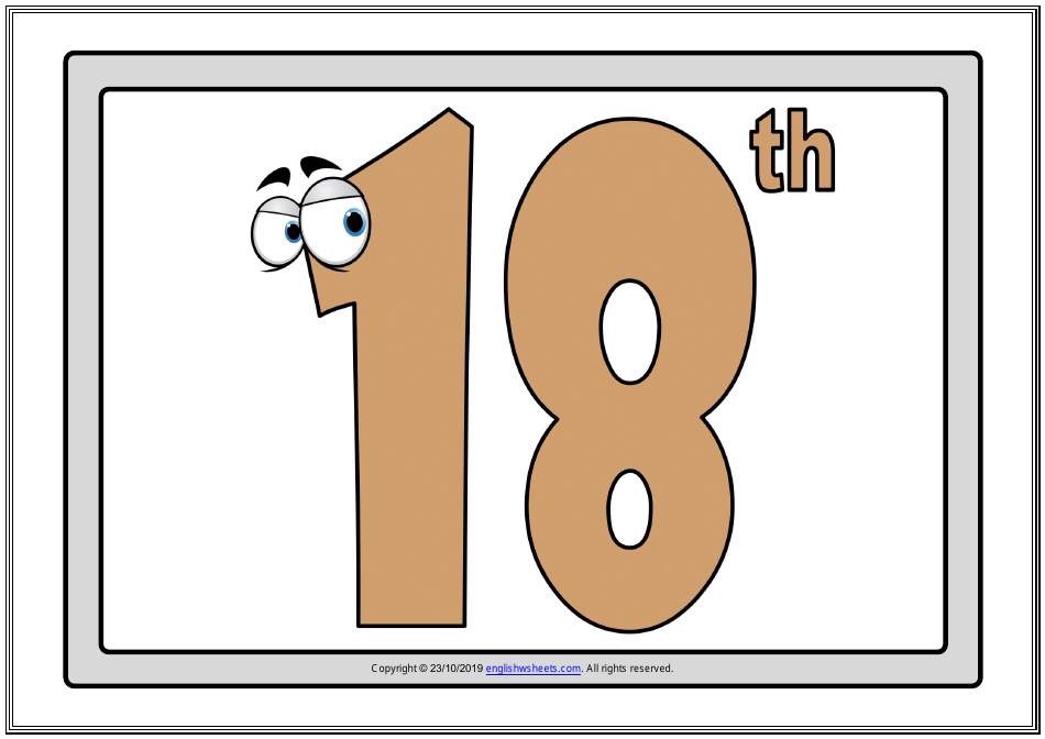 Ordinal Numbers Flashcards - Varicolored, Page 18