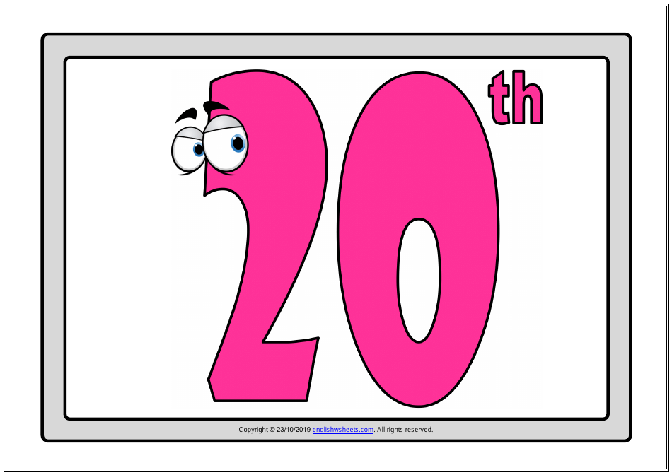 Ordinal Numbers Flashcards - Varicolored, Page 20