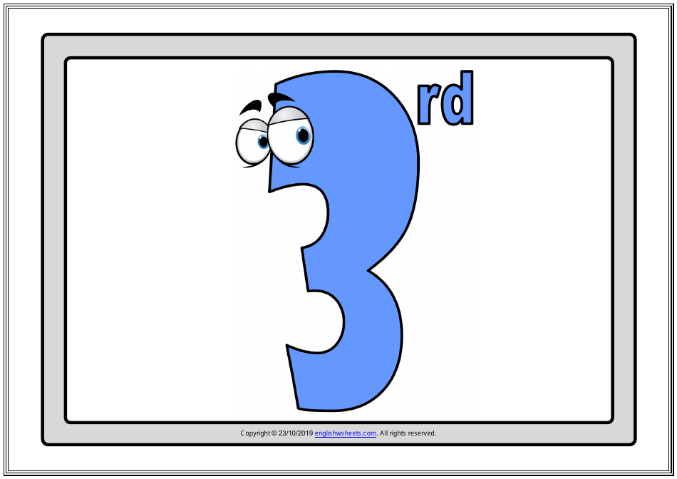 Ordinal Numbers Flashcards - Varicolored, Page 3