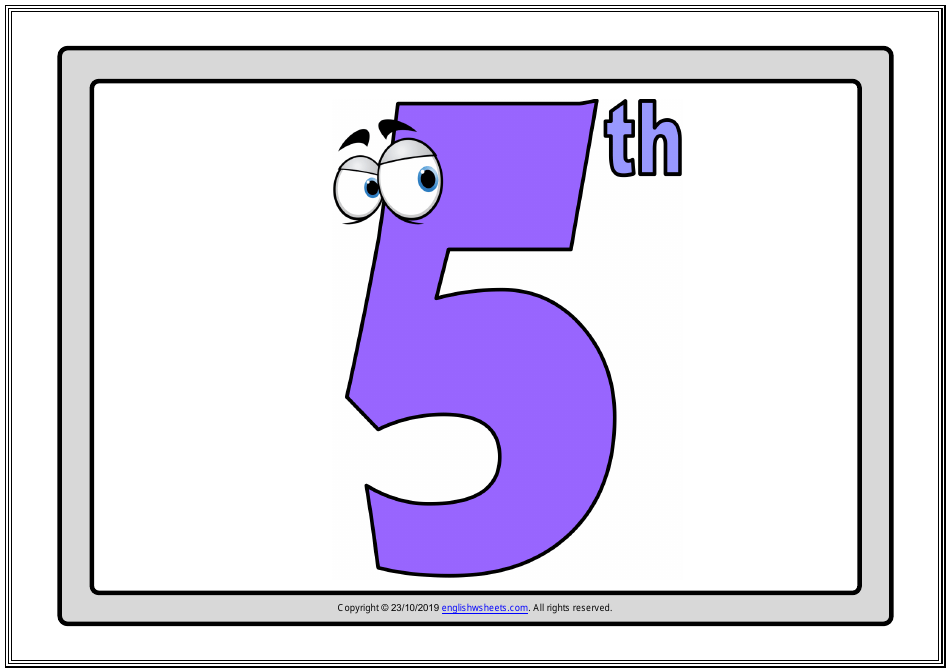 Ordinal Numbers Flashcards - Varicolored, Page 5