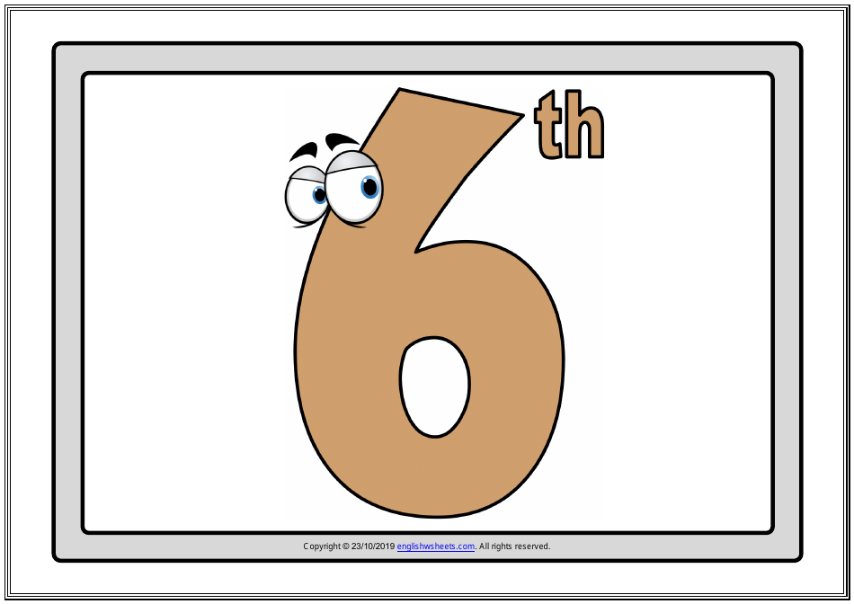 Ordinal Numbers Flashcards - Varicolored, Page 6