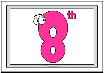 Ordinal Numbers Flashcards - Varicolored, Page 8