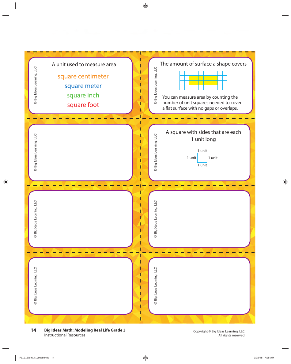 Grade 3 Math Vocabulary Flash Cards, Page 12