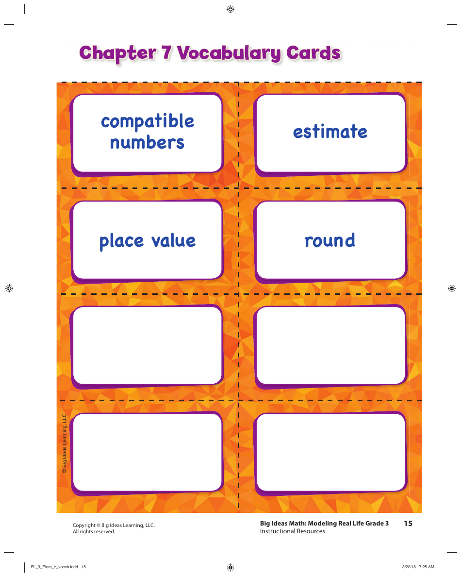 Grade 3 Math Vocabulary Flash Cards Download Printable PDF | Templateroller